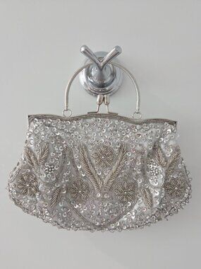 Vintage Silver Sequin Bag